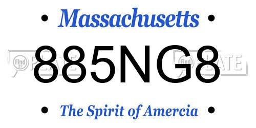 885NG8 Massachusetts License Plate