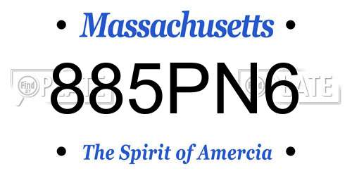 885PN6 Massachusetts License Plate