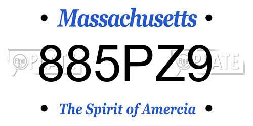 885PZ9 Massachusetts License Plate