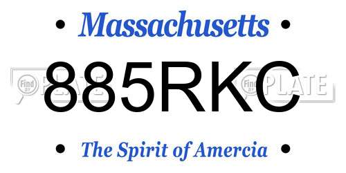 885RKC Massachusetts License Plate