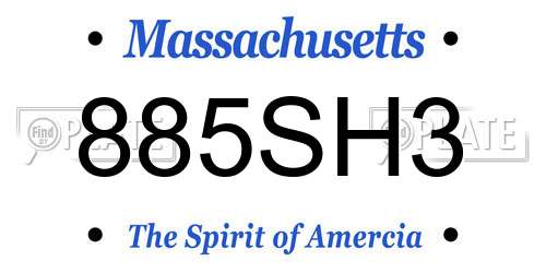 885SH3 Massachusetts License Plate