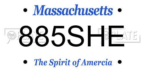 885SHE Massachusetts License Plate