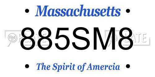 885SM8 Massachusetts License Plate