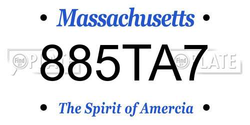 885TA7 Massachusetts License Plate
