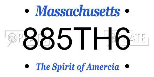 885TH6 Massachusetts License Plate