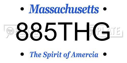 885THG Massachusetts License Plate