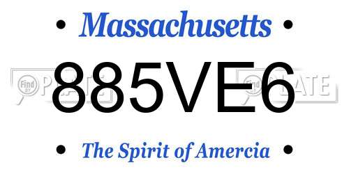 885VE6 Massachusetts License Plate