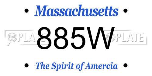 885W Massachusetts License Plate