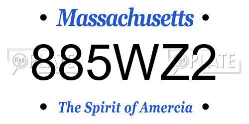 885WZ2 Massachusetts License Plate