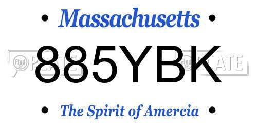 885YBK Massachusetts License Plate