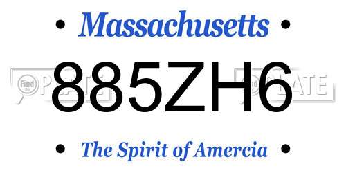885ZH6 Massachusetts License Plate