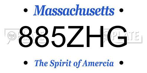 885ZHG Massachusetts License Plate