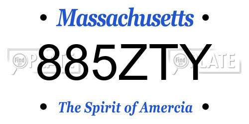 885ZTY Massachusetts License Plate
