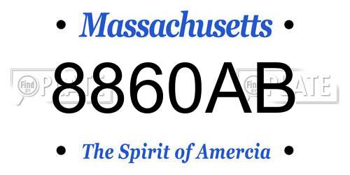 8860AB Massachusetts License Plate