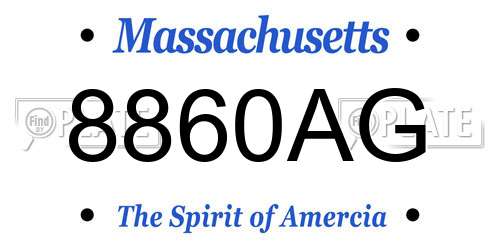 8860AG Massachusetts License Plate