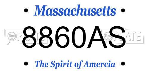 8860AS Massachusetts License Plate