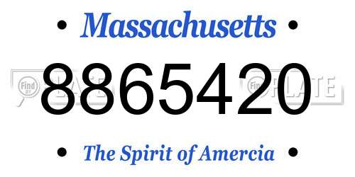 8865420 Massachusetts License Plate