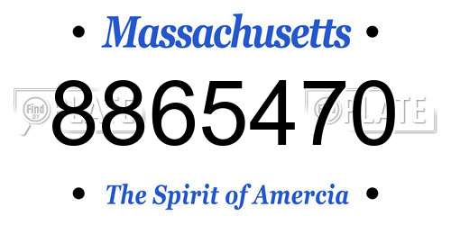 8865470 Massachusetts License Plate