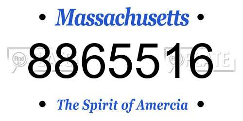 8865516 Massachusetts License Plate