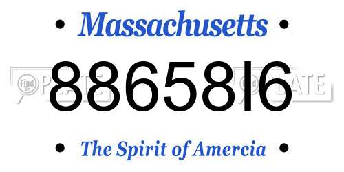 88658I6 Massachusetts License Plate