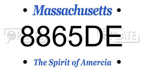 8865DE Massachusetts License Plate