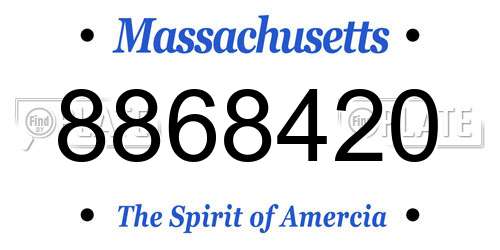 8868420 Massachusetts License Plate