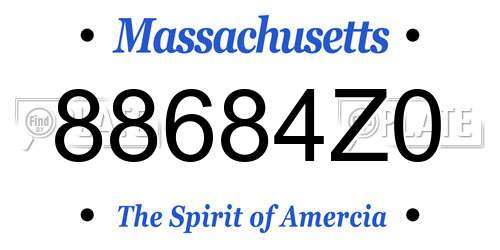 88684Z0 Massachusetts License Plate