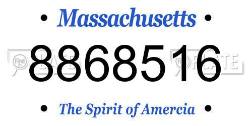 8868516 Massachusetts License Plate