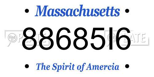 88685I6 Massachusetts License Plate