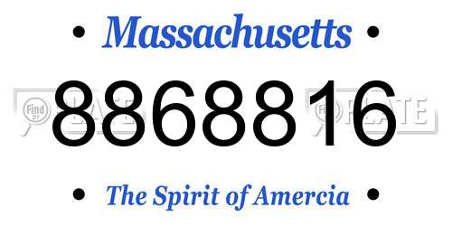 8868816 Massachusetts License Plate
