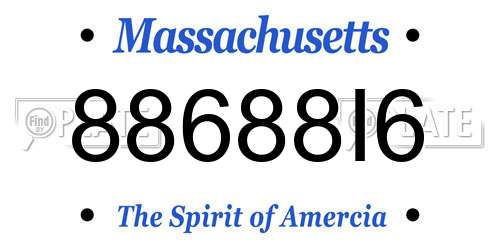 88688I6 Massachusetts License Plate