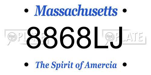 8868LJ Massachusetts License Plate