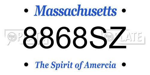 8868SZ Massachusetts License Plate