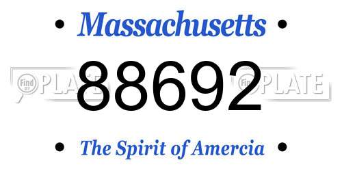 88692 Massachusetts License Plate