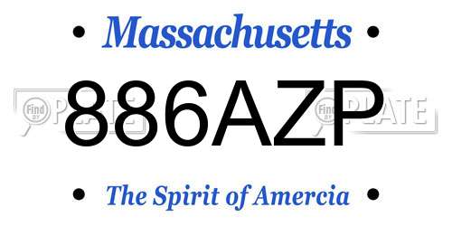 886AZP Massachusetts License Plate