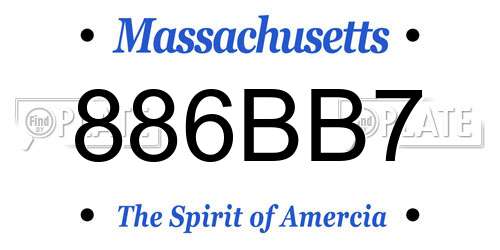 886BB7 Massachusetts License Plate