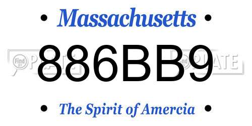 886BB9 Massachusetts License Plate