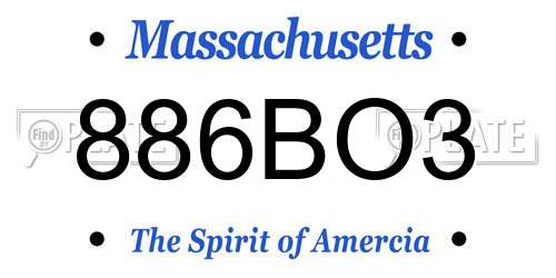 886BO3 Massachusetts License Plate