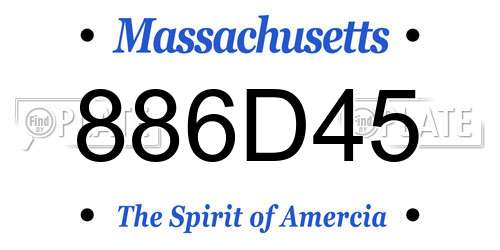 886D45 Massachusetts License Plate