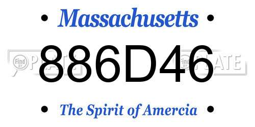 886D46 Massachusetts License Plate