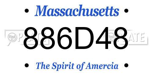 886D48 Massachusetts License Plate