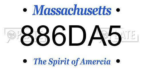 886DA5 Massachusetts License Plate