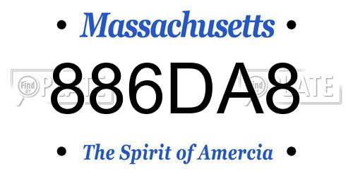 886DA8 Massachusetts License Plate