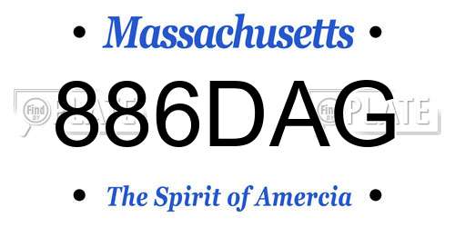 886DAG Massachusetts License Plate
