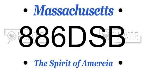 886DSB Massachusetts License Plate