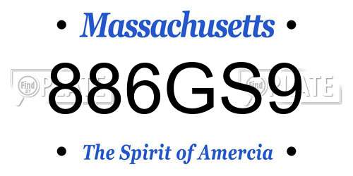 886GS9 Massachusetts License Plate
