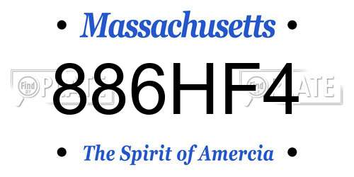 886HF4 Massachusetts License Plate