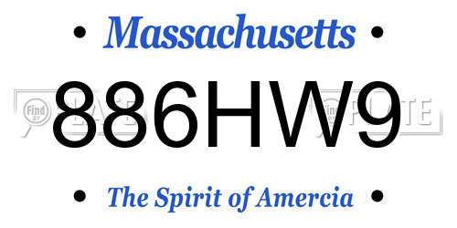 886HW9 Massachusetts License Plate