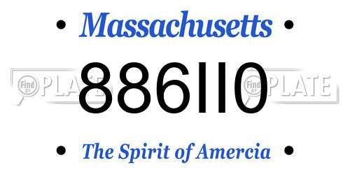 886II0 Massachusetts License Plate