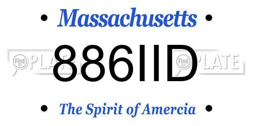 886IID Massachusetts License Plate